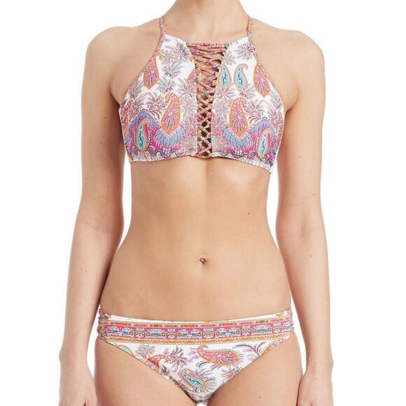 Nanette Lepore Gypsy Queen Paisley Halter Bikini Summer Beach Swimsuit Size M - Picture 7 of 10